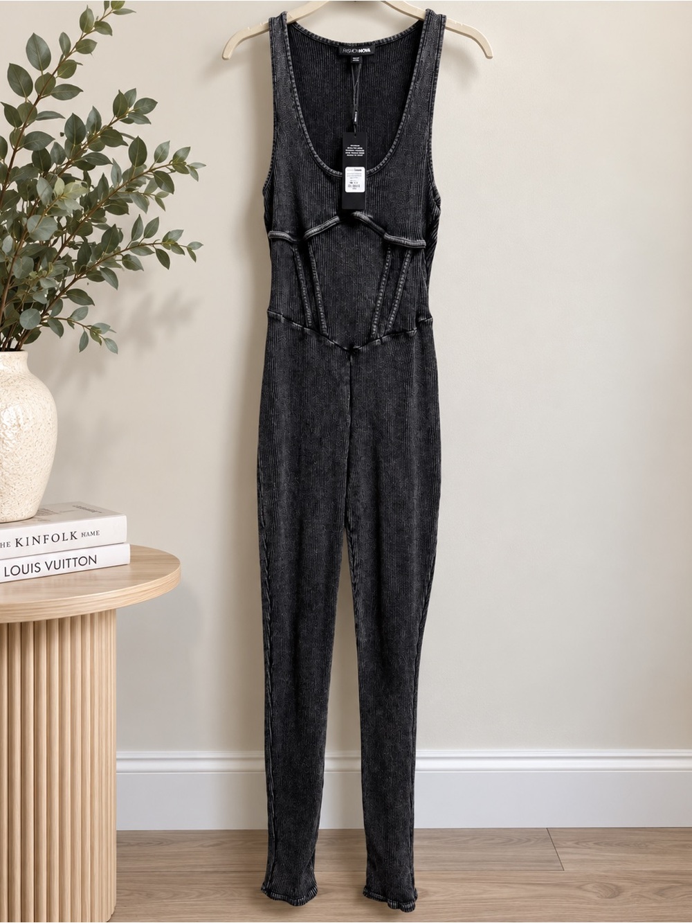 Fashion Nova Black Washed Seam Detail Jumpsuit